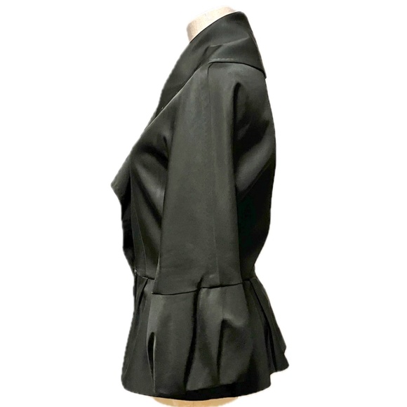 Castle Starr black silk-wool 3/4 lantern sleeve peplum jacket, size 4, $395 - Picture 3 of 8